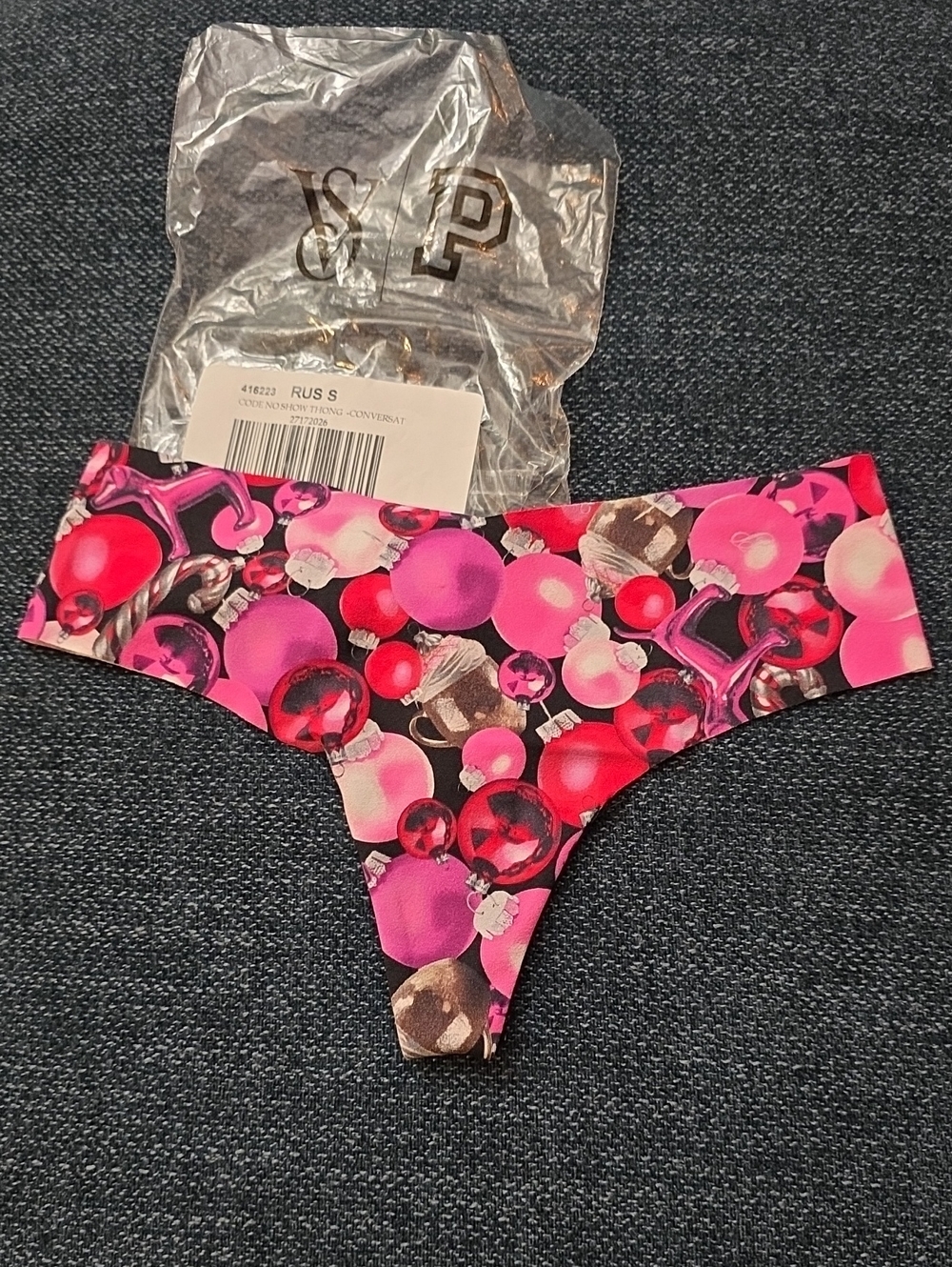 PINK Victoria's Secret Hot Pink Ornament-Print Seamless Bikini Bottoms